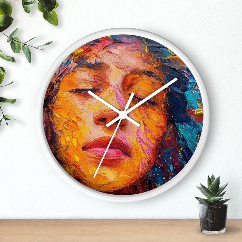 Wall Clock Painted Women Face Print | Battery Operated Round Clock for Home, Office, Bedroom, Decor