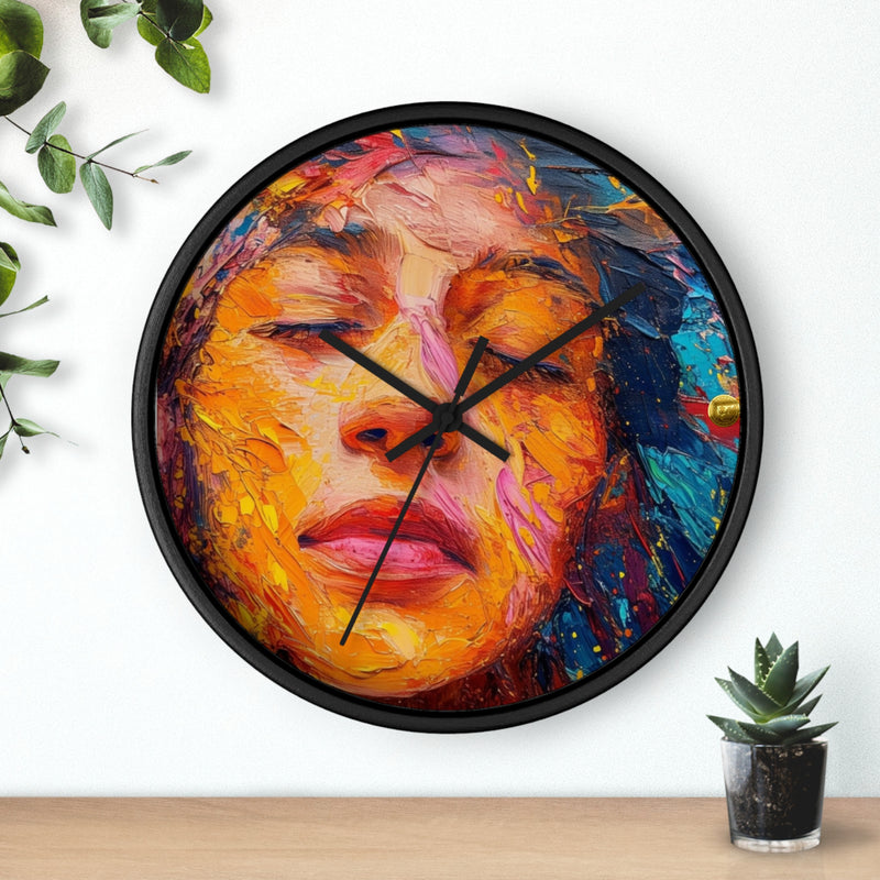 Wall Clock Painted Women Face Print | Battery Operated Round Clock for Home, Office, Bedroom, Decor