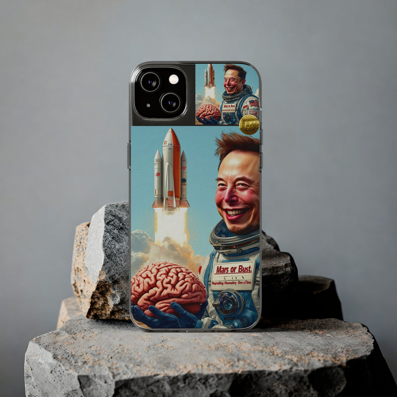 "Elon Musk Big Brain" Painted IPhone Case | Clear Case with Attractive Look | Slim IPhone Case Cover for Unisex