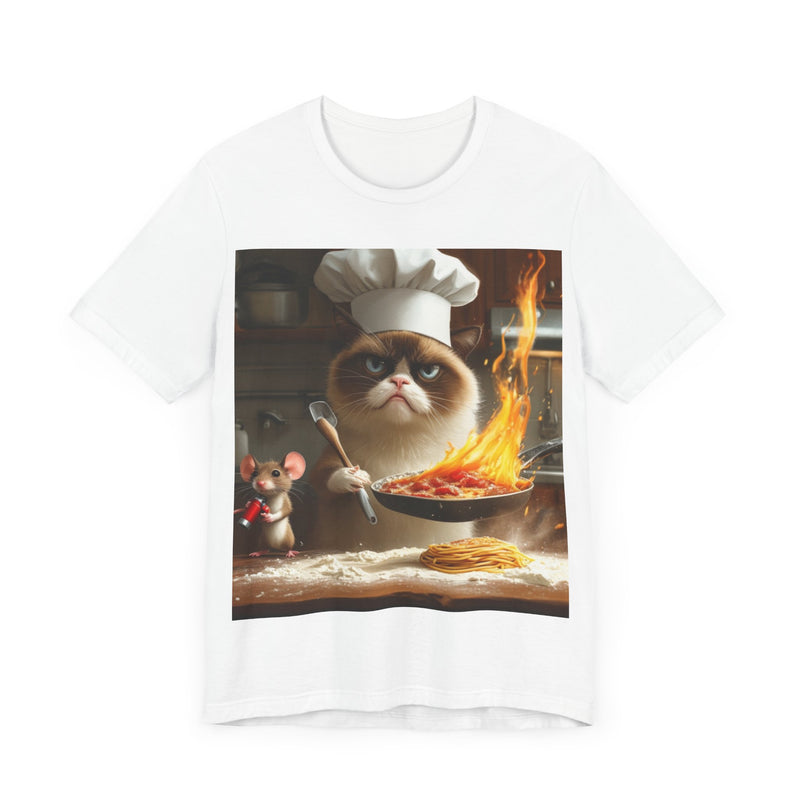 "Chef Cat Cartoon" Printed Cotton T-shirt for Unisex | T-Shirts for Boys, Girls, Men, Women