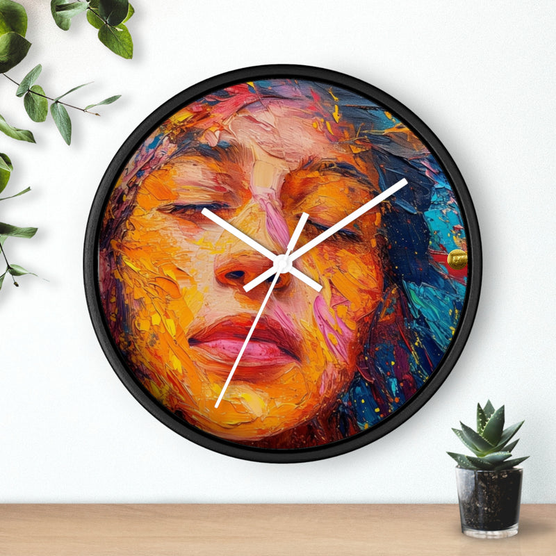 Wall Clock Painted Women Face Print | Battery Operated Round Clock for Home, Office, Bedroom, Decor