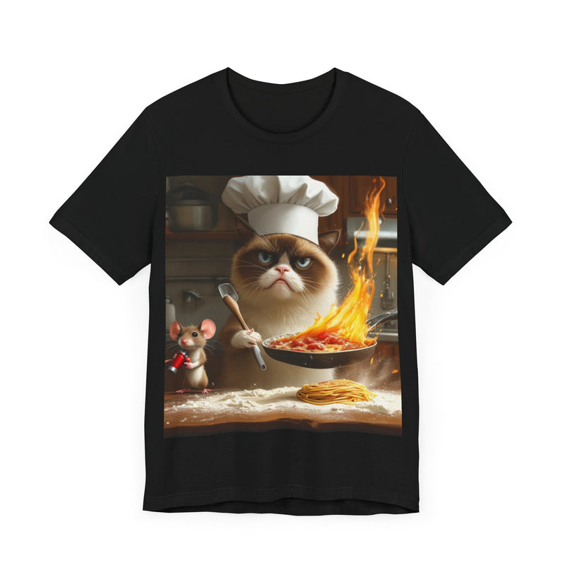 "Chef Cat Cartoon" Printed Cotton T-shirt for Unisex | T-Shirts for Boys, Girls, Men, Women