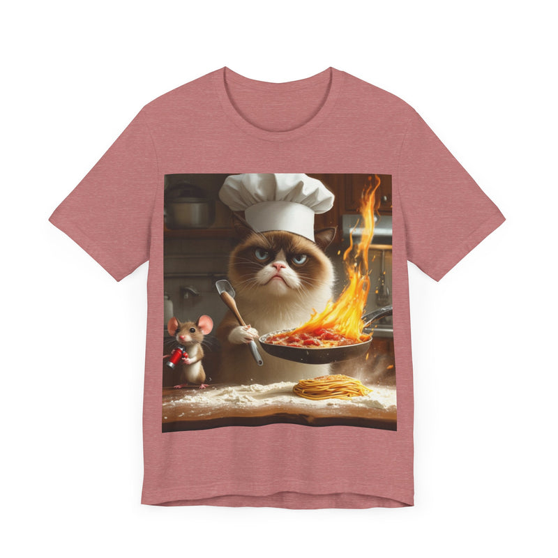 "Chef Cat Cartoon" Printed Cotton T-shirt for Unisex | T-Shirts for Boys, Girls, Men, Women