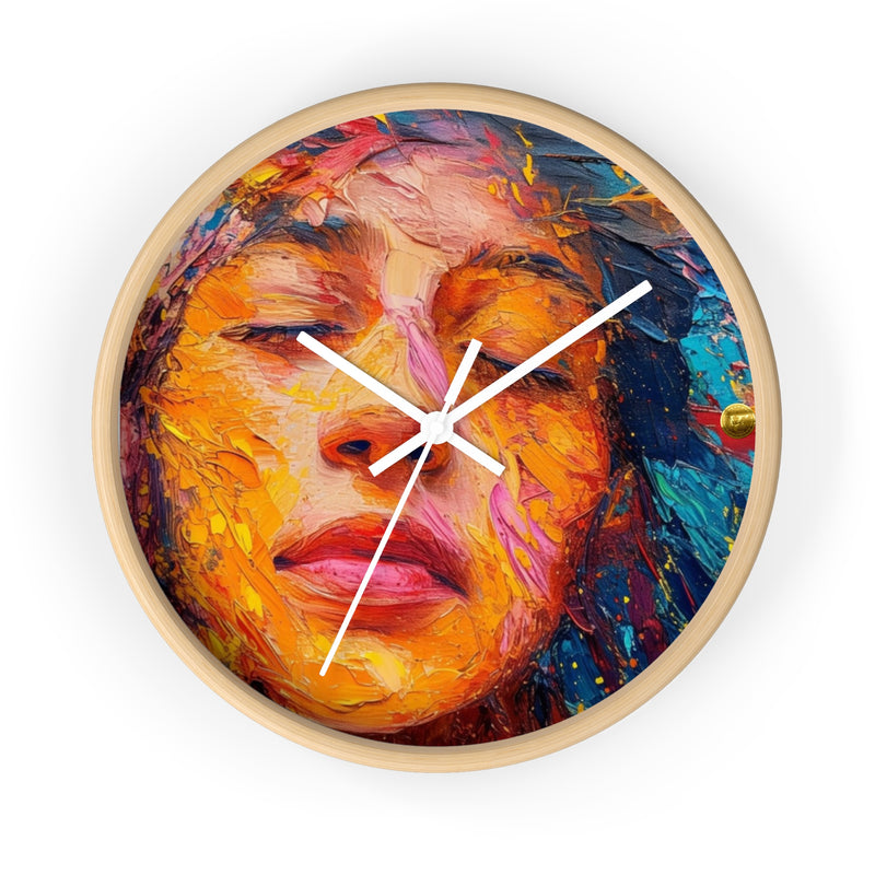 Wall Clock Painted Women Face Print | Battery Operated Round Clock for Home, Office, Bedroom, Decor