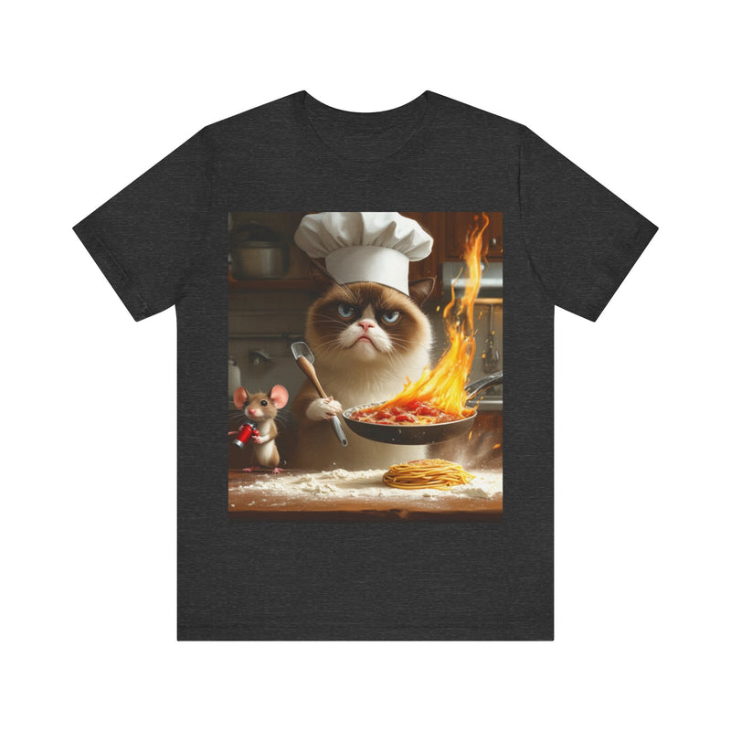 "Chef Cat Cartoon" Printed Cotton T-shirt for Unisex | T-Shirts for Boys, Girls, Men, Women