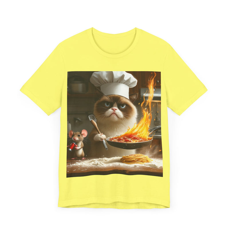 "Chef Cat Cartoon" Printed Cotton T-shirt for Unisex | T-Shirts for Boys, Girls, Men, Women