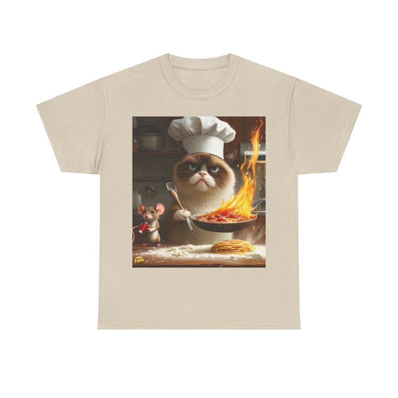 "Chef Cat Cartoon" Printed Cotton T-shirt for Unisex | T-Shirts for Boys, Girls, Men, Women