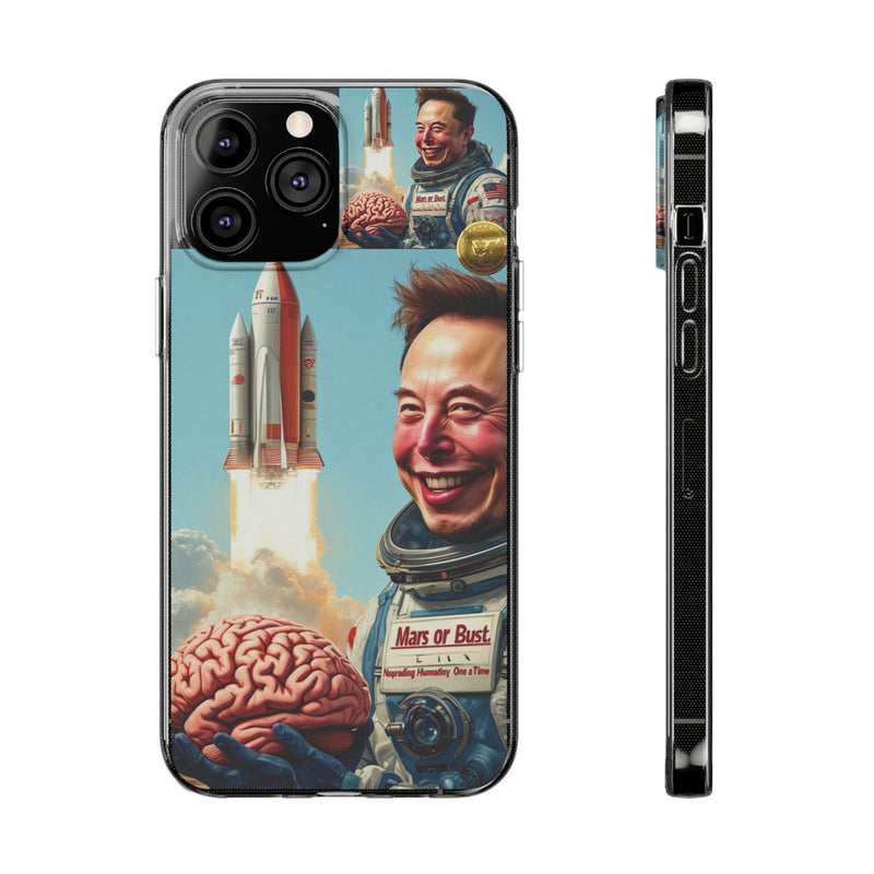 "Elon Musk Big Brain" Painted IPhone Case | Clear Case with Attractive Look | Slim IPhone Case Cover for Unisex