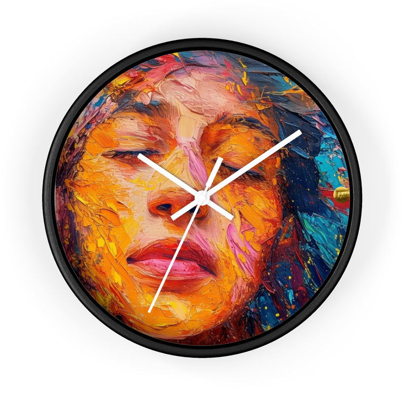 Wall Clock Painted Women Face Print | Battery Operated Round Clock for Home, Office, Bedroom, Decor