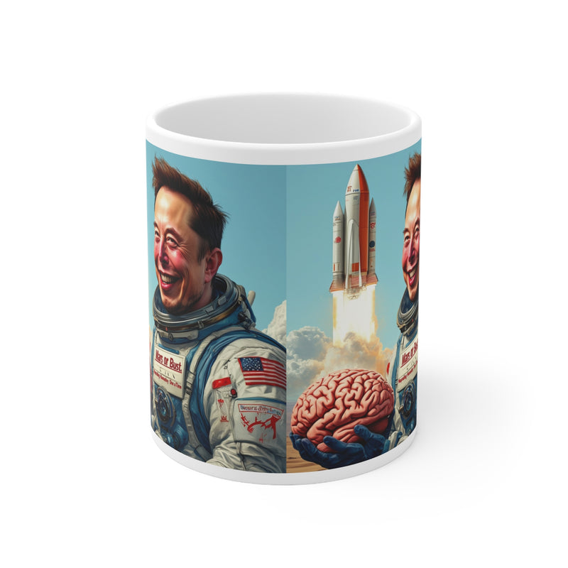 "Elon Musk Big Brain" Printed Ceramic 15oz Coffee Cup | Print Cup for Unisex | Restaurant Coffee Cups for Coffee