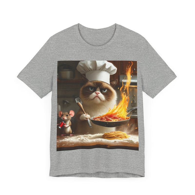 "Chef Cat Cartoon" Printed Cotton T-shirt for Unisex | T-Shirts for Boys, Girls, Men, Women