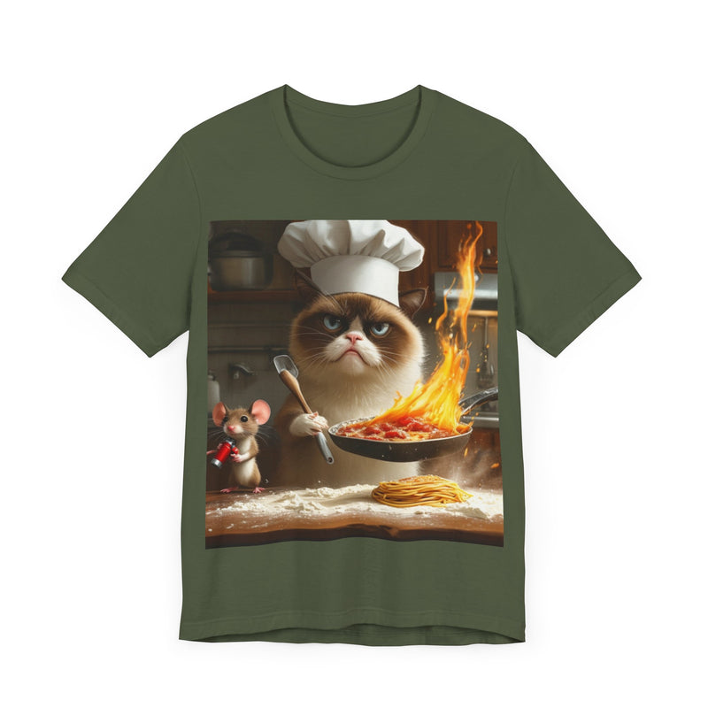 "Chef Cat Cartoon" Printed Cotton T-shirt for Unisex | T-Shirts for Boys, Girls, Men, Women