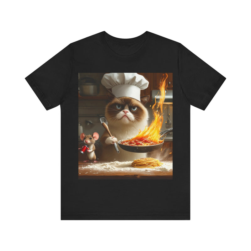 "Chef Cat Cartoon" Printed Cotton T-shirt for Unisex | T-Shirts for Boys, Girls, Men, Women