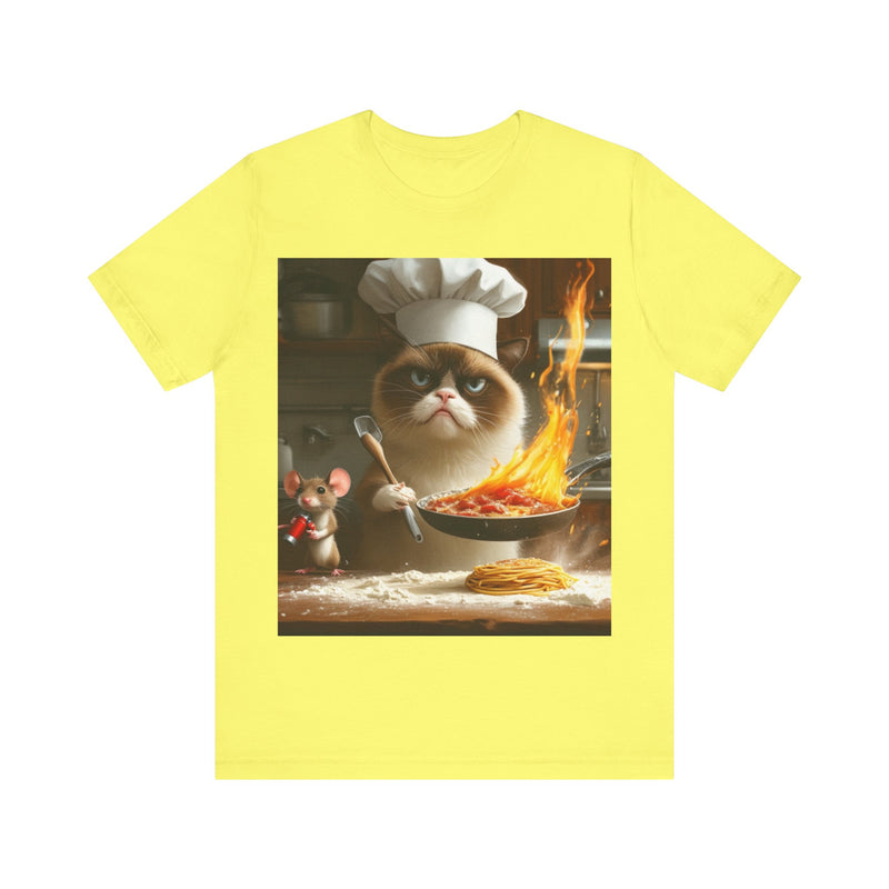 "Chef Cat Cartoon" Printed Cotton T-shirt for Unisex | T-Shirts for Boys, Girls, Men, Women