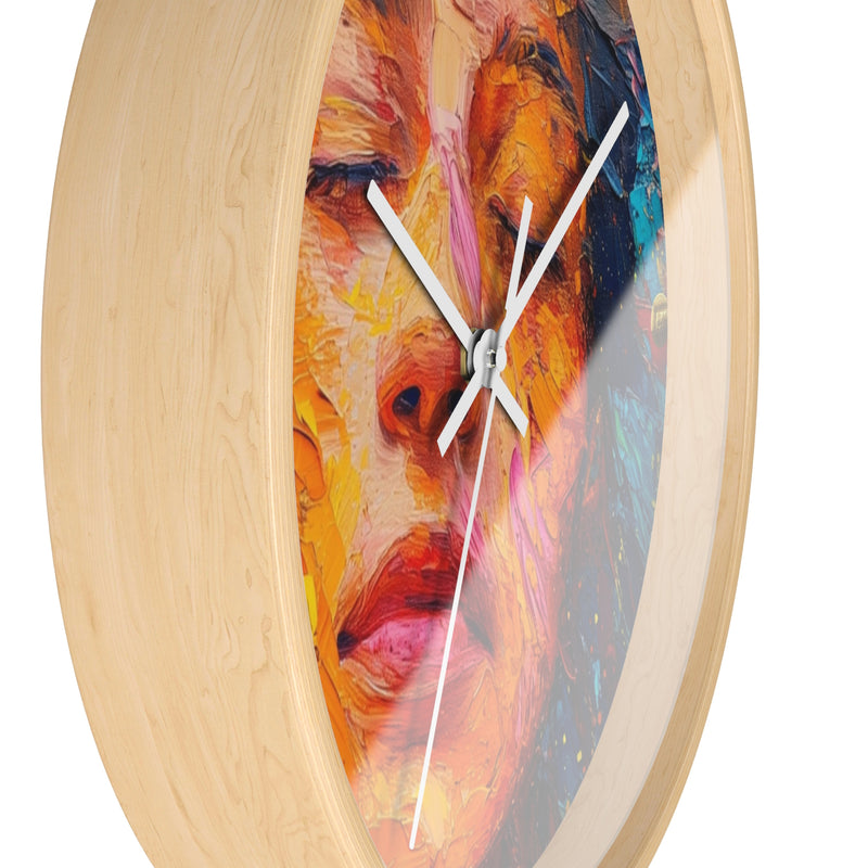 Wall Clock Painted Women Face Print | Battery Operated Round Clock for Home, Office, Bedroom, Decor