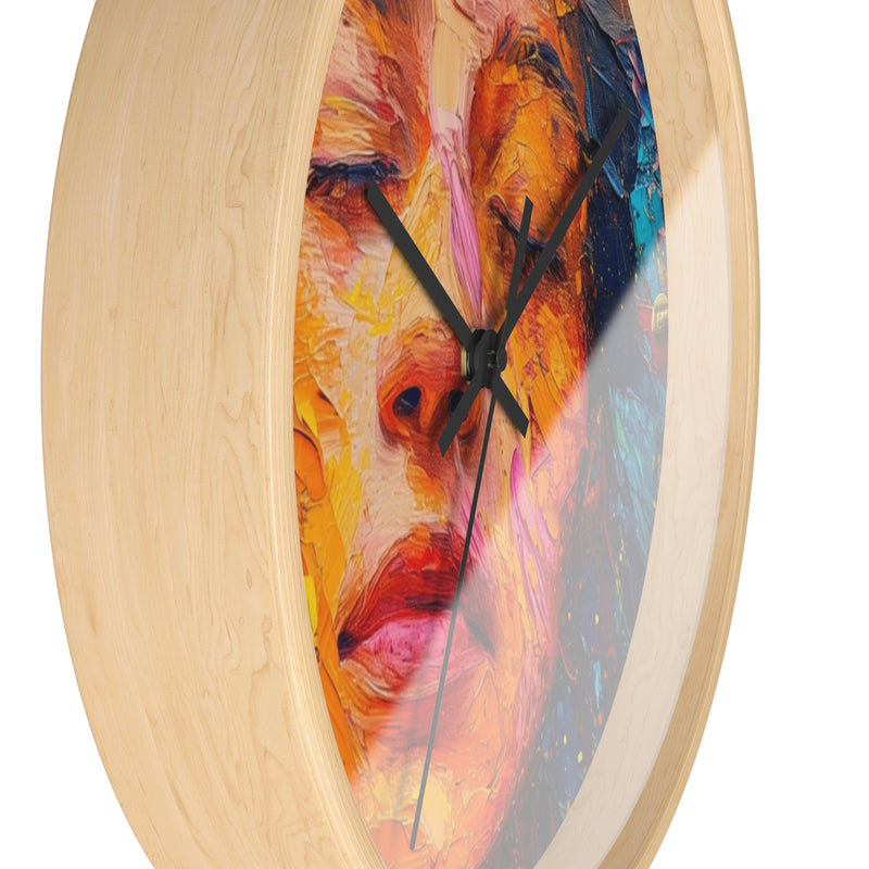 Wall Clock Painted Women Face Print | Battery Operated Round Clock for Home, Office, Bedroom, Decor