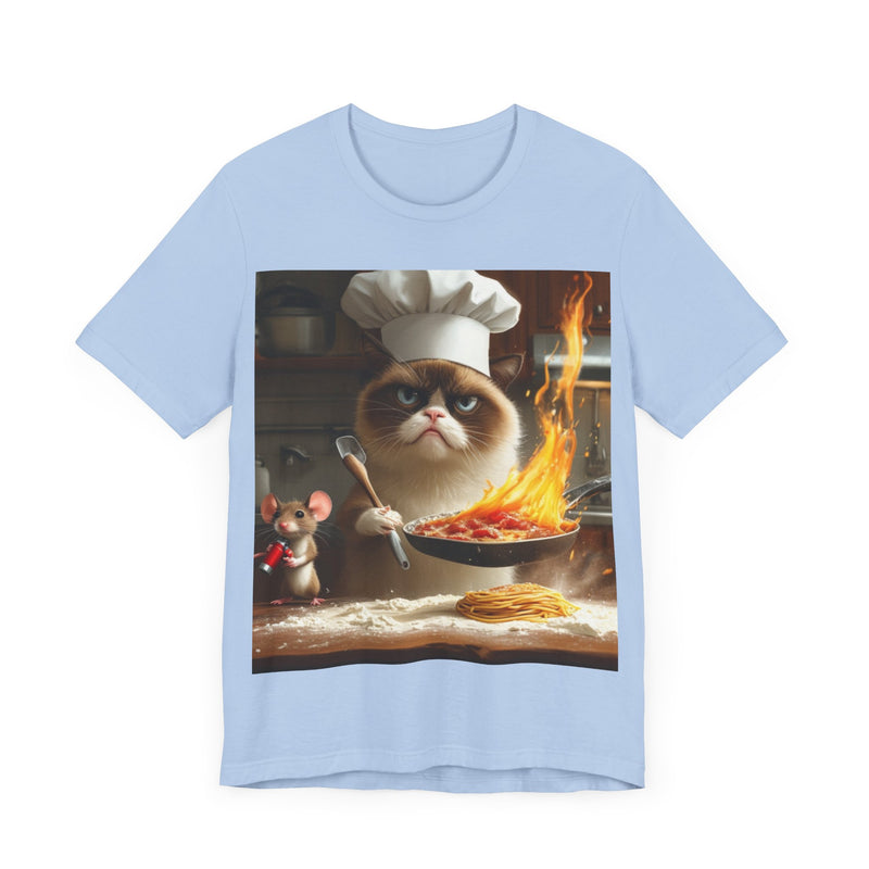 "Chef Cat Cartoon" Printed Cotton T-shirt for Unisex | T-Shirts for Boys, Girls, Men, Women