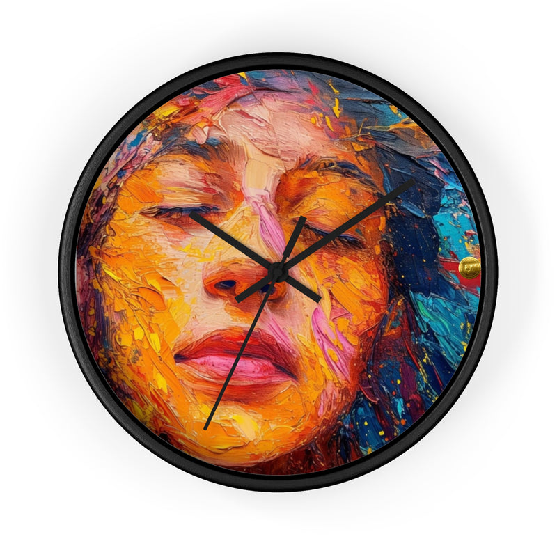 Wall Clock Painted Women Face Print | Battery Operated Round Clock for Home, Office, Bedroom, Decor