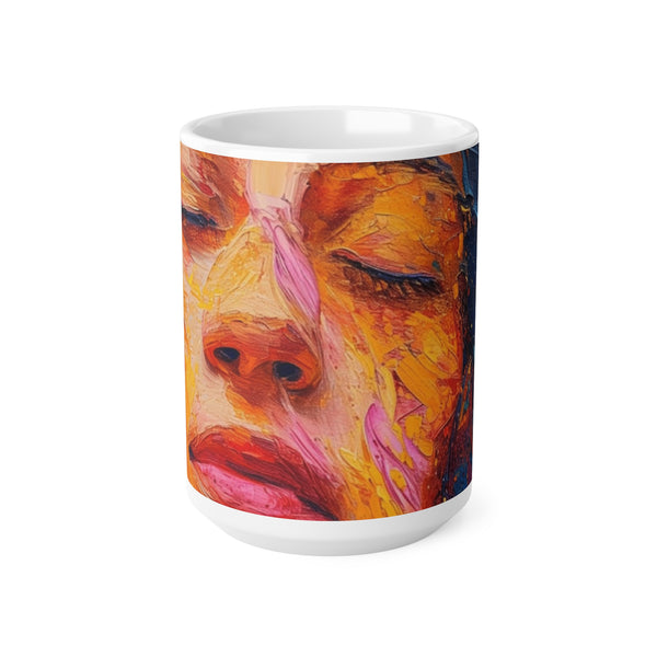 Printed Ceramic 15oz Coffee Cup | Woman Face Print Cup for Unisex | Restaurant Coffee Cups for Coffee