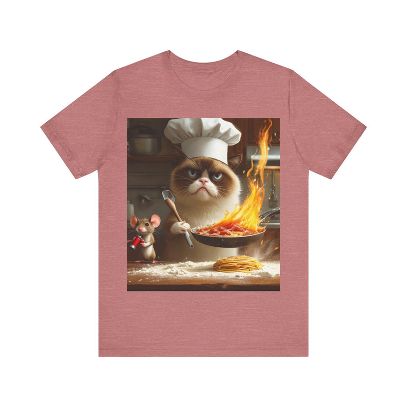 "Chef Cat Cartoon" Printed Cotton T-shirt for Unisex | T-Shirts for Boys, Girls, Men, Women