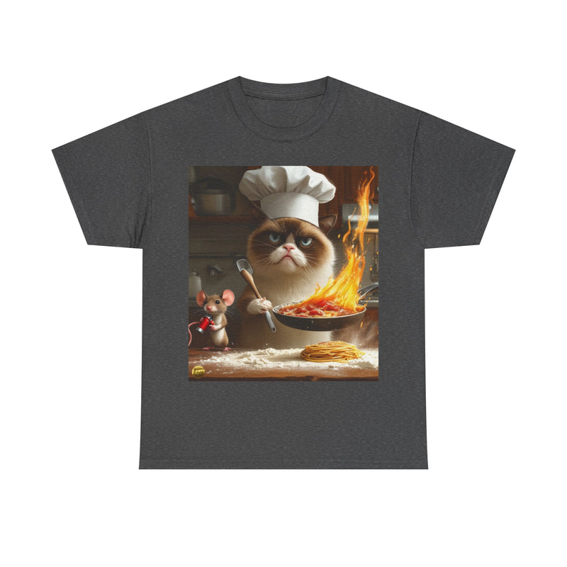 "Chef Cat Cartoon" Printed Cotton T-shirt for Unisex | T-Shirts for Boys, Girls, Men, Women