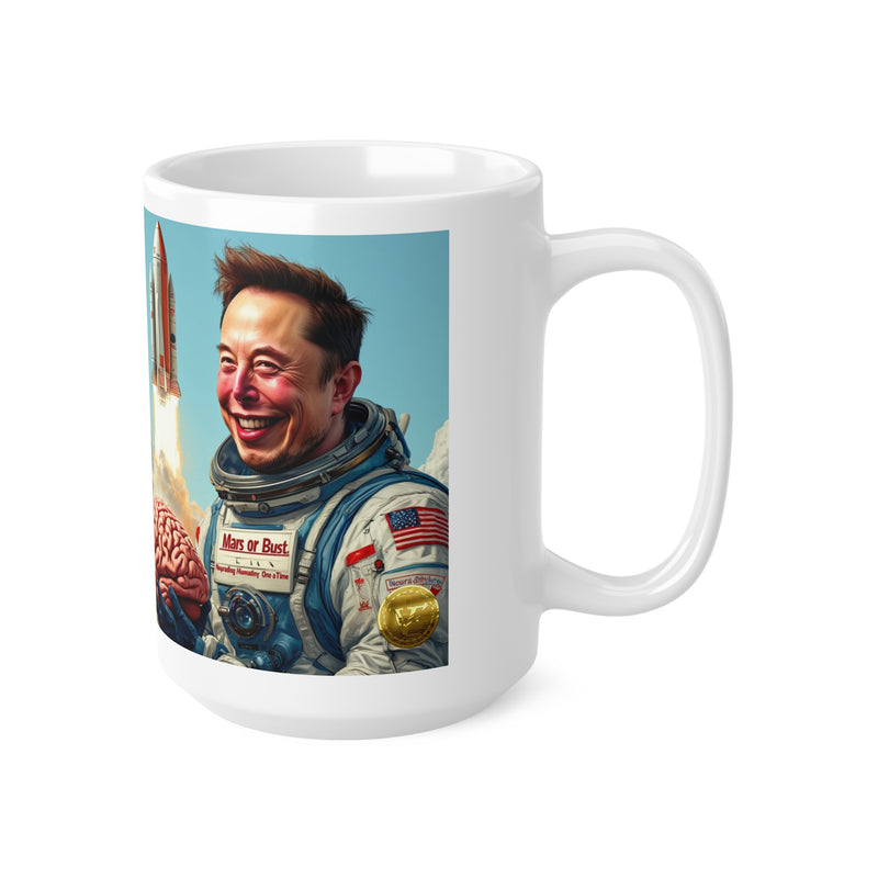 "Elon Musk Big Brain" Printed Ceramic 15oz Coffee Cup | Print Cup for Unisex | Restaurant Coffee Cups for Coffee