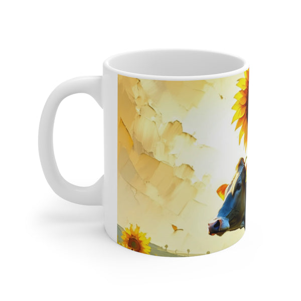 "Sunflower Joy Art" Printed Ceramic 11oz Coffee Cup | Aesthetic Printed Cup for Unisex | Restaurant Coffee Cups for Coffee