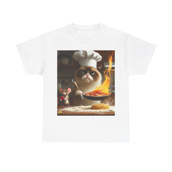 "Chef Cat Cartoon" Printed Cotton T-shirt for Unisex | T-Shirts for Boys, Girls, Men, Women