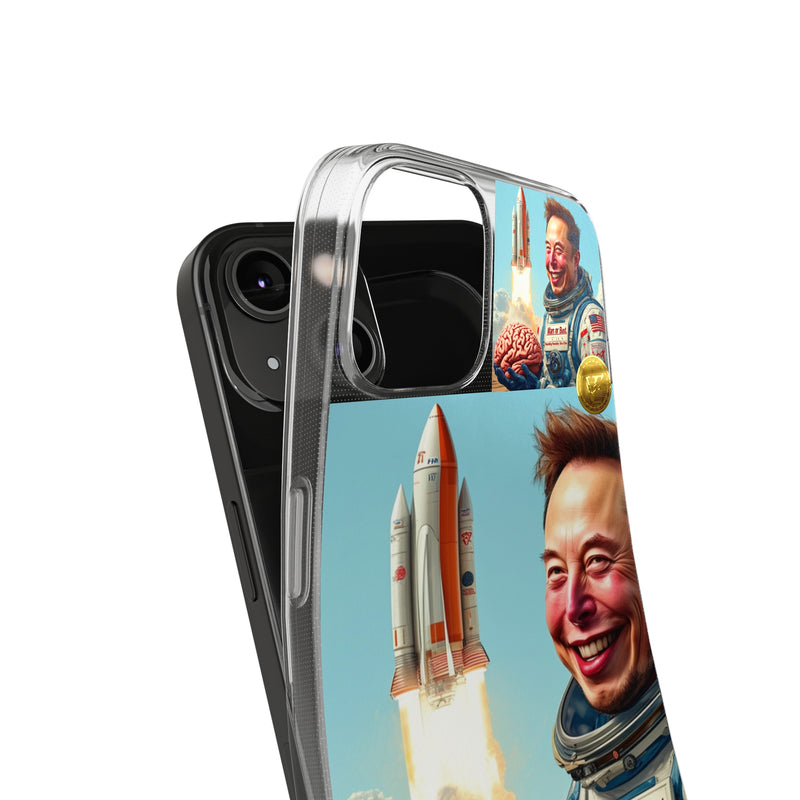 "Elon Musk Big Brain" Painted IPhone Case | Clear Case with Attractive Look | Slim IPhone Case Cover for Unisex