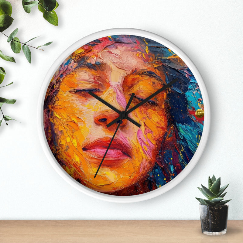 Wall Clock Painted Women Face Print | Battery Operated Round Clock for Home, Office, Bedroom, Decor