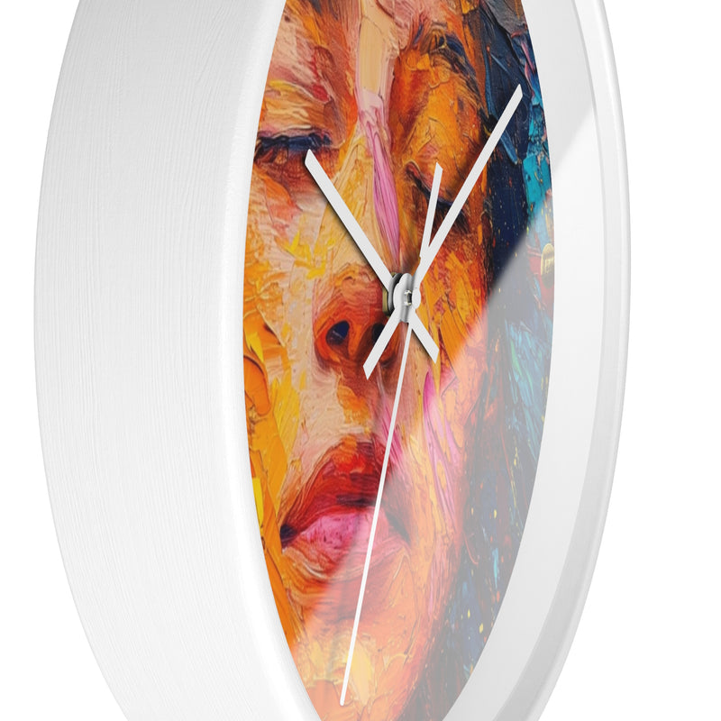 Wall Clock Painted Women Face Print | Battery Operated Round Clock for Home, Office, Bedroom, Decor