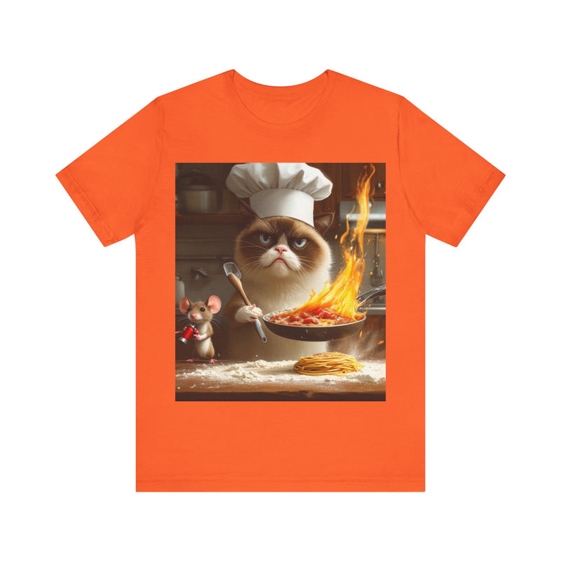 "Chef Cat Cartoon" Printed Cotton T-shirt for Unisex | T-Shirts for Boys, Girls, Men, Women