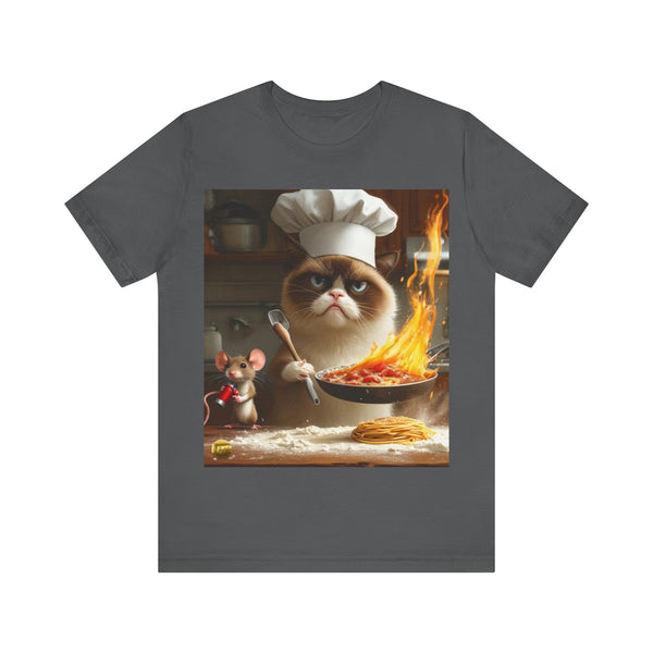 "Cartoon Chef Cat" Printed Cotton T-shirt for Unisex | T-Shirts for Boys, Girls, Men, Women