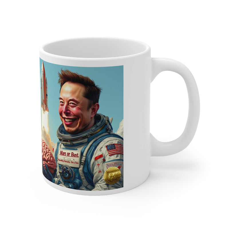 "Elon Musk Big Brain" Printed Ceramic 15oz Coffee Cup | Print Cup for Unisex | Restaurant Coffee Cups for Coffee