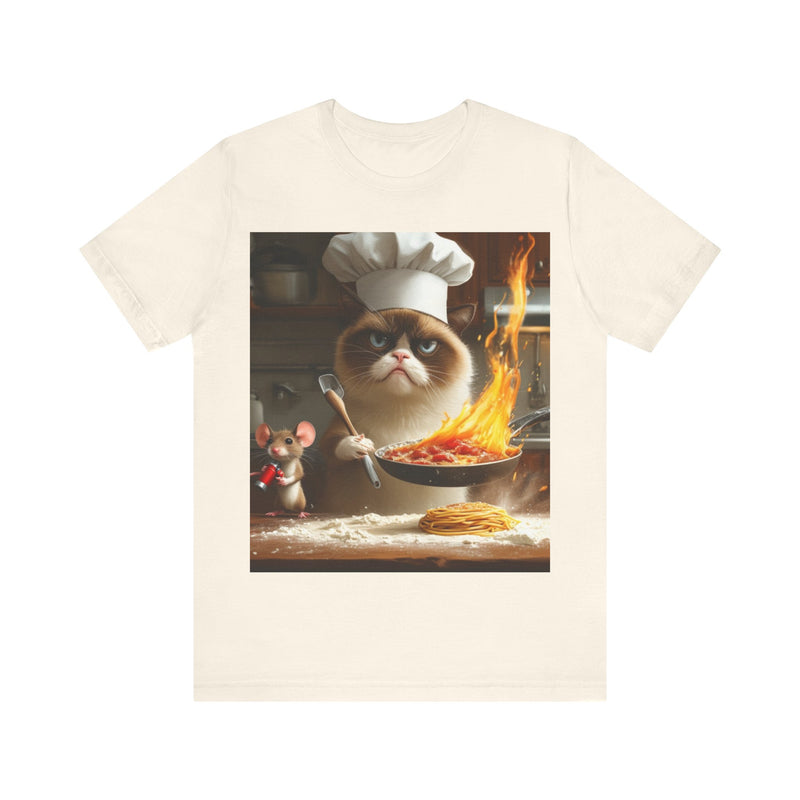 "Chef Cat Cartoon" Printed Cotton T-shirt for Unisex | T-Shirts for Boys, Girls, Men, Women