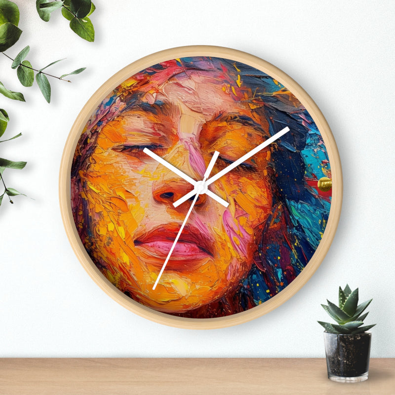 Wall Clock Painted Women Face Print | Battery Operated Round Clock for Home, Office, Bedroom, Decor