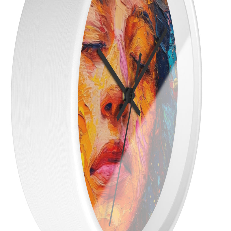 Wall Clock Painted Women Face Print | Battery Operated Round Clock for Home, Office, Bedroom, Decor