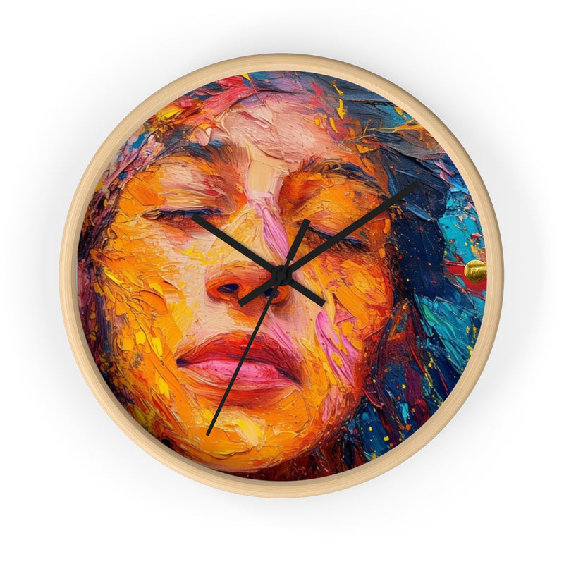 Wall Clock Painted Women Face Print | Battery Operated Round Clock for Home, Office, Bedroom, Decor