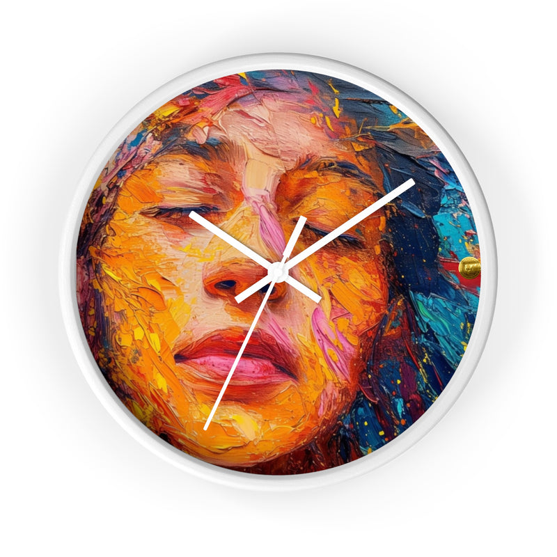 Wall Clock Painted Women Face Print | Battery Operated Round Clock for Home, Office, Bedroom, Decor