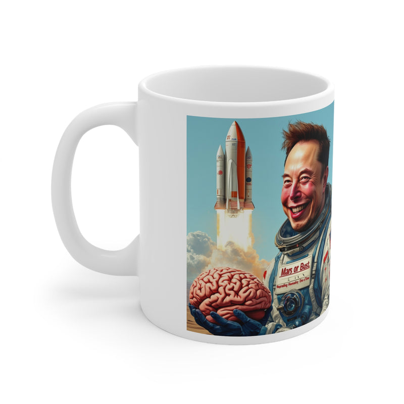 "Elon Musk Big Brain" Printed Ceramic 15oz Coffee Cup | Print Cup for Unisex | Restaurant Coffee Cups for Coffee