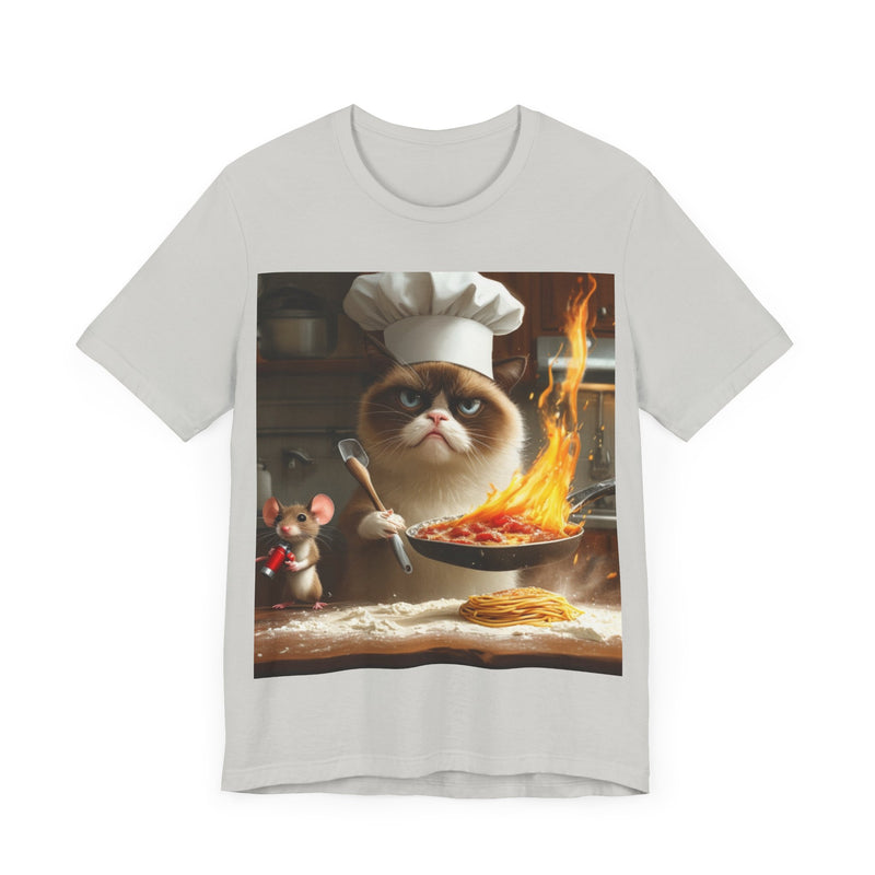 "Chef Cat Cartoon" Printed Cotton T-shirt for Unisex | T-Shirts for Boys, Girls, Men, Women