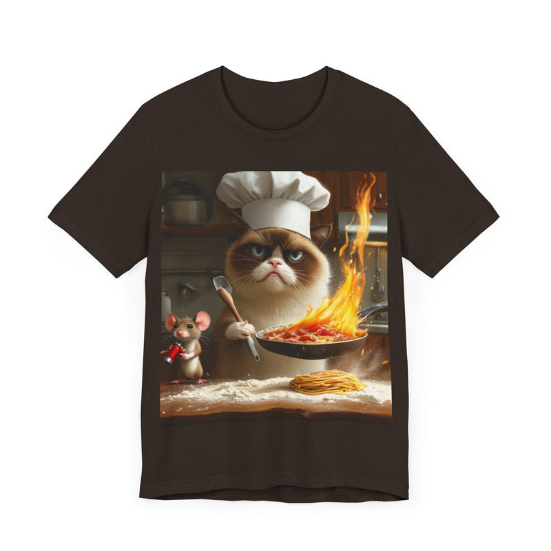 "Chef Cat Cartoon" Printed Cotton T-shirt for Unisex | T-Shirts for Boys, Girls, Men, Women