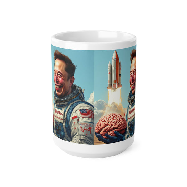 "Elon Musk Big Brain" Printed Ceramic 15oz Coffee Cup | Print Cup for Unisex | Restaurant Coffee Cups for Coffee