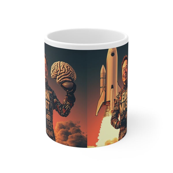 "Elon Musk Big Brain" Printed Ceramic 15oz Coffee Cup | Print Cup for Unisex | Restaurant Coffee Cups for Coffee