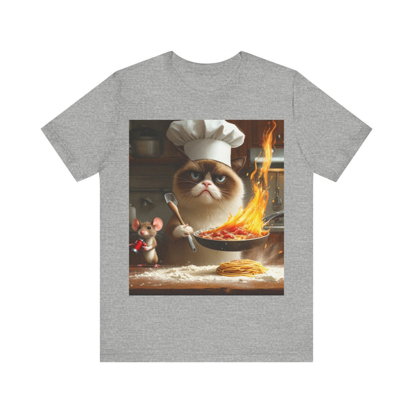 "Chef Cat Cartoon" Printed Cotton T-shirt for Unisex | T-Shirts for Boys, Girls, Men, Women