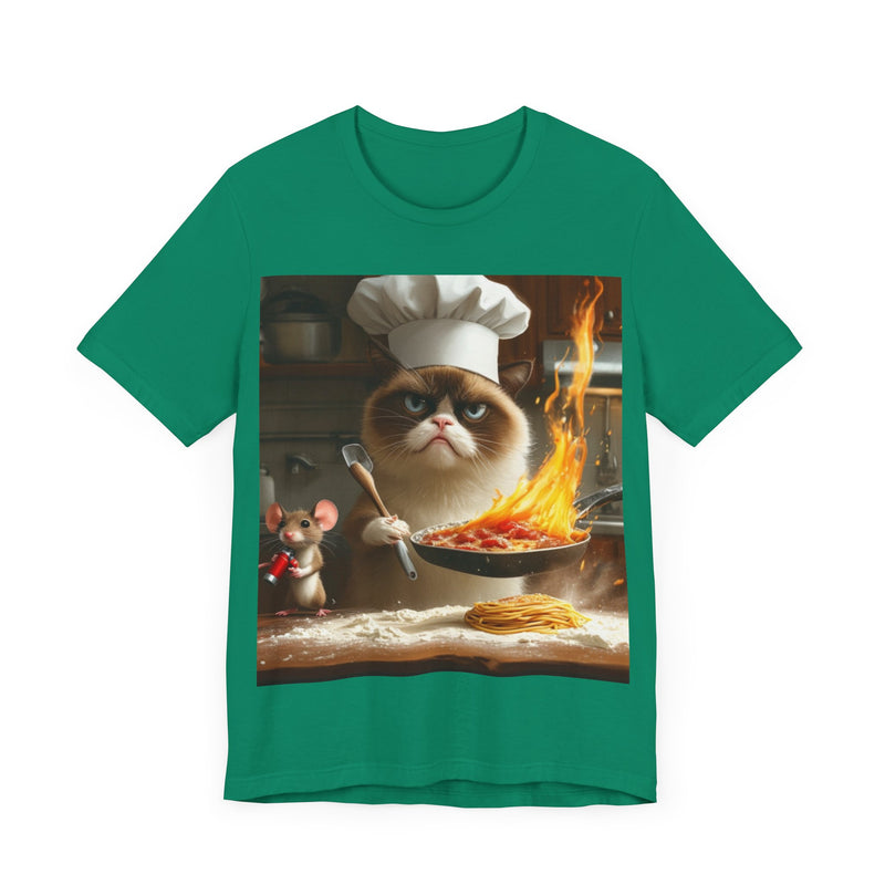 "Chef Cat Cartoon" Printed Cotton T-shirt for Unisex | T-Shirts for Boys, Girls, Men, Women