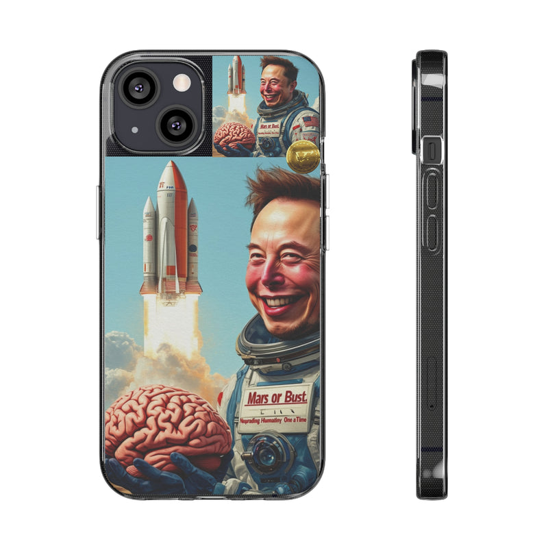 "Elon Musk Big Brain" Painted IPhone Case | Clear Case with Attractive Look | Slim IPhone Case Cover for Unisex