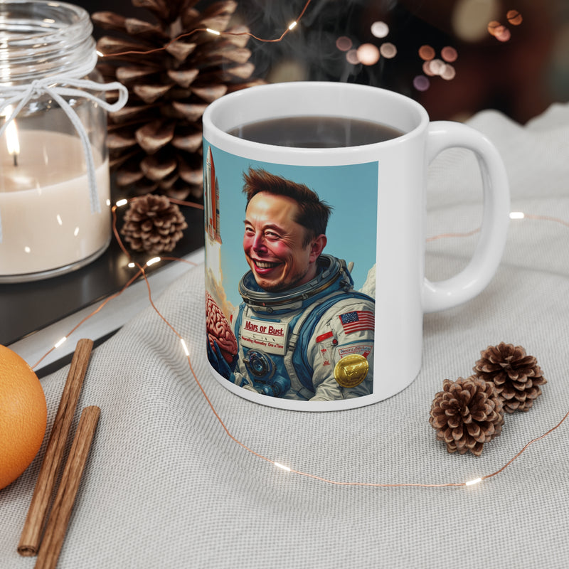 "Elon Musk Big Brain" Printed Ceramic 15oz Coffee Cup | Print Cup for Unisex | Restaurant Coffee Cups for Coffee