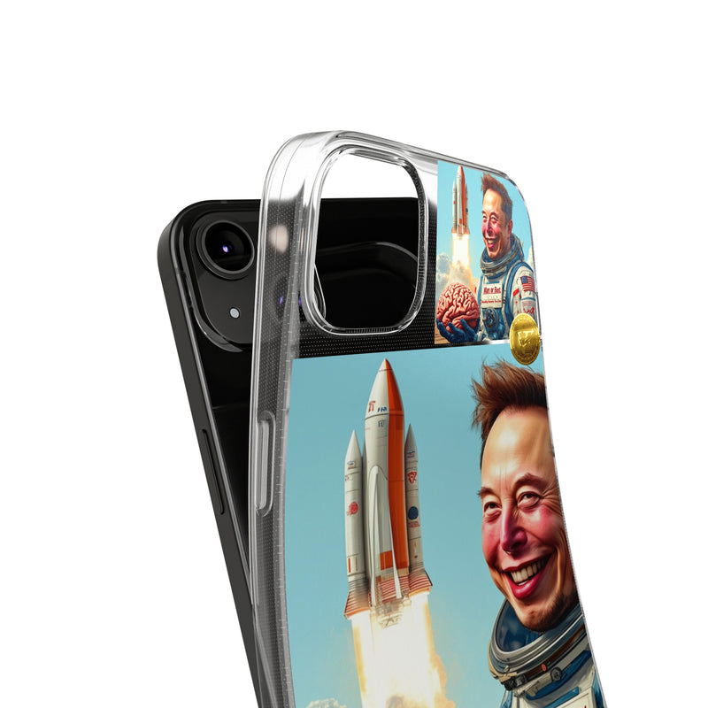 "Elon Musk Big Brain" Painted IPhone Case | Clear Case with Attractive Look | Slim IPhone Case Cover for Unisex