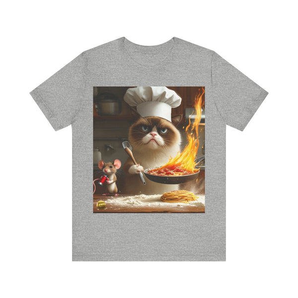 "Cartoon Chef Cat" Printed Cotton T-shirt for Unisex | T-Shirts for Boys, Girls, Men, Women